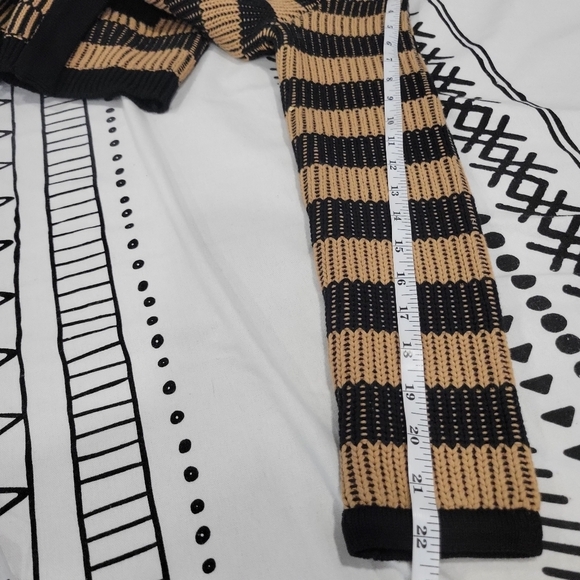 Banana Republic Women's Jacquard Black & Tan Striped Open Sweater Jacket  Size S - Picture 7 of 9